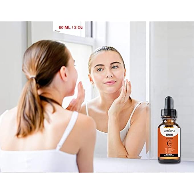 ActivePur 25% VITAMIN C SERUM FOR FACE (2 OZ/60 ML) VITAMIN E+B5, HYALURONIC ACID SERUM FOR FACE RETINOL FERULIC ACID NIACINAMIDE COLLAGEN, ANTI AGING WRINKLE AGE SPOTS EYE CIRCLES SKIN MOISTURIZER - Image 4